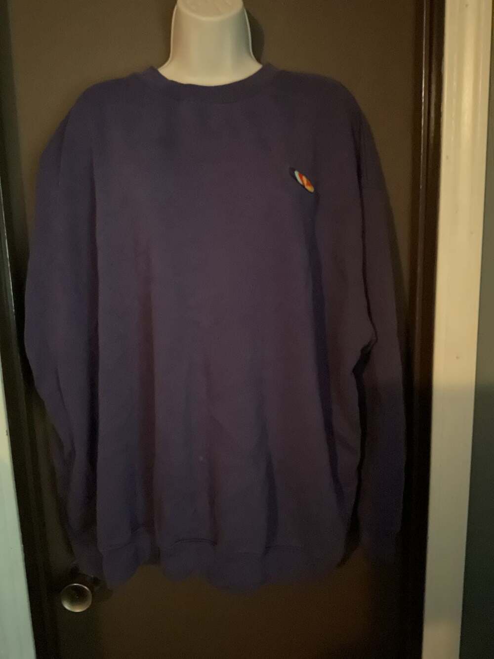 Vintage Ruff Hewn Sweatshirt Mens Large Blue Anchor Crest Fleece Made USA 90s